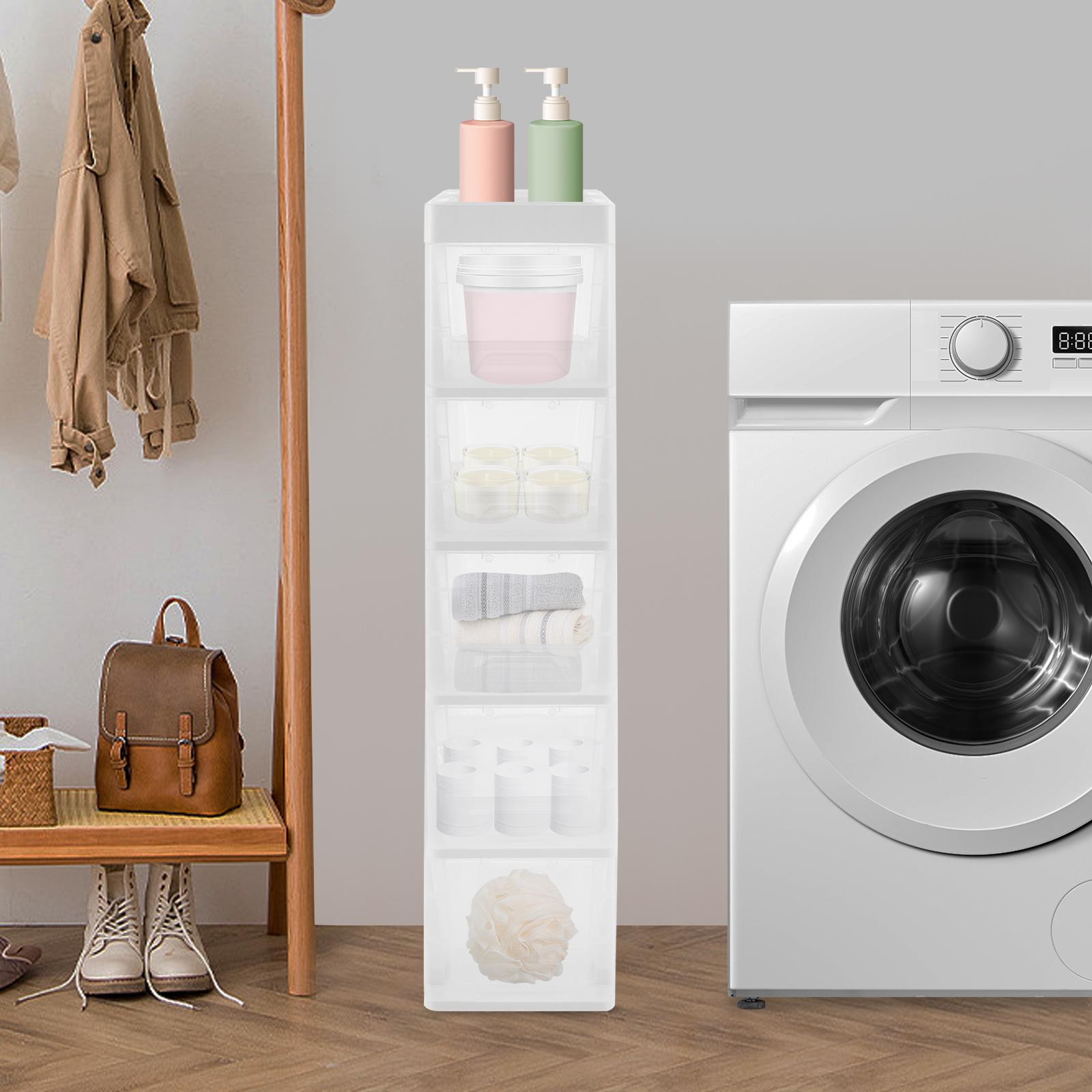 

Narrow Storage Cabinet for Bathroom, 5-Tier Tall Standing Organizer with Adjustable Shelves, PP Storage Unit for Small Spaces чистый