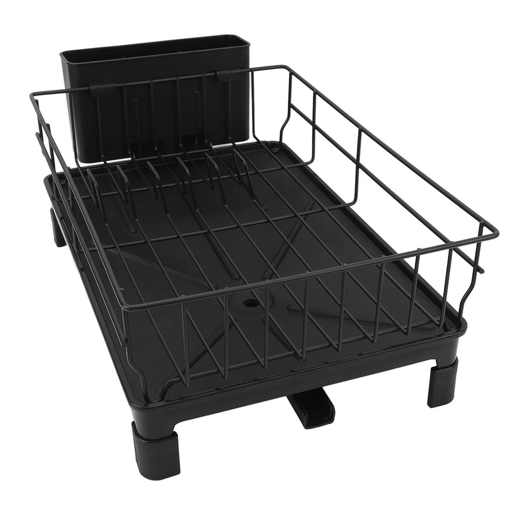 Dish Drying Rack Carbon Steel Dish Drainer Rack with Utensil Holder for Kitchen Counter Sink Spoons
