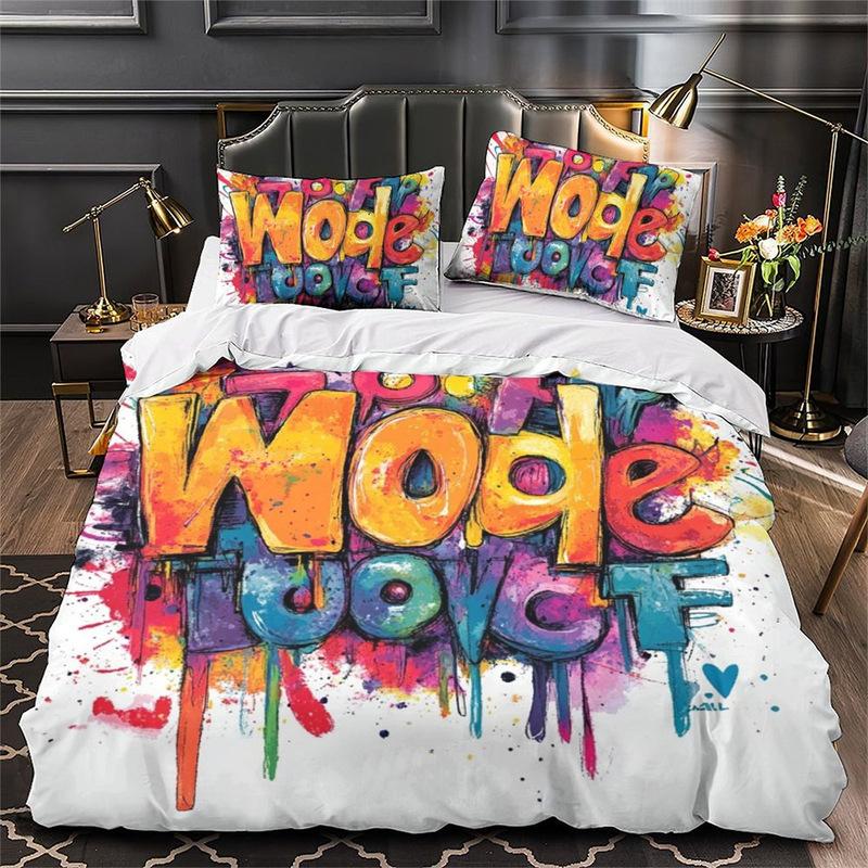 3D Digital Printing Love Series Polyester Bedding Two Or Three-Piece Set