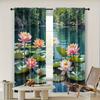 2pcs Lake View Curtains - Blackout Polyester Drapes with Serene Water and Lily Pad Design, Rod Pocket for Easy Hanging, Perfect