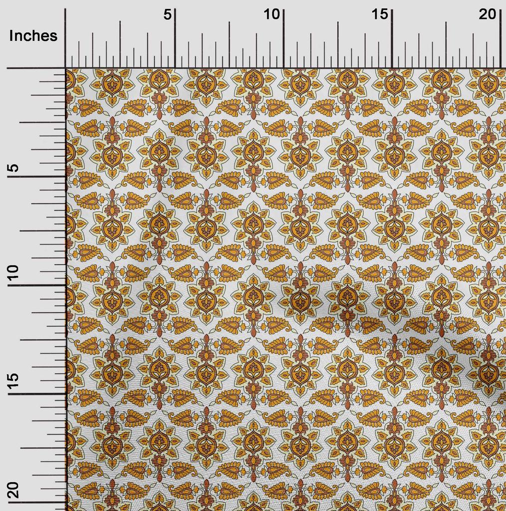 oneOone Cotton Flex Fabric Floral & Paisley Block Print Sewing Fabric BTY 40 Inch
