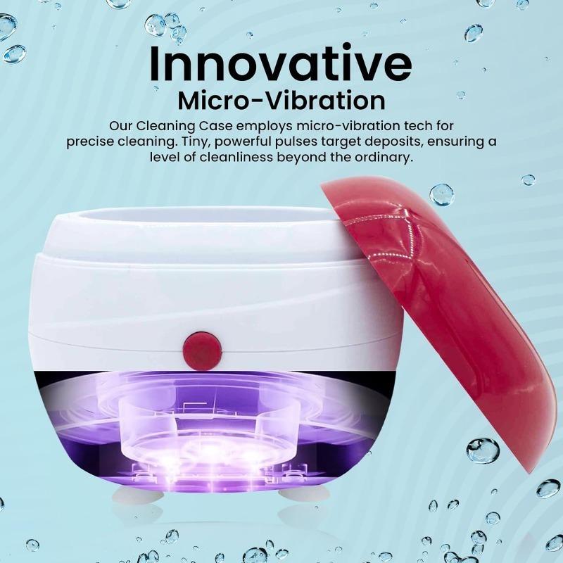 Automatische Gebissreinigungsbox, Tragbare Zahnspangen-Reinigungsschale, Gebissbox mit Filter, Müheloses Reinigen und Schützen von Gebissen, Zahnspangen