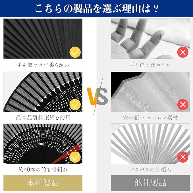 Folding Made in Japanese Comes with Bag and Gift Premium Silk Folding Short Heat Fireworks Japanese Summer Kabuki Gift [Ganve] Men's Fan, Japan,