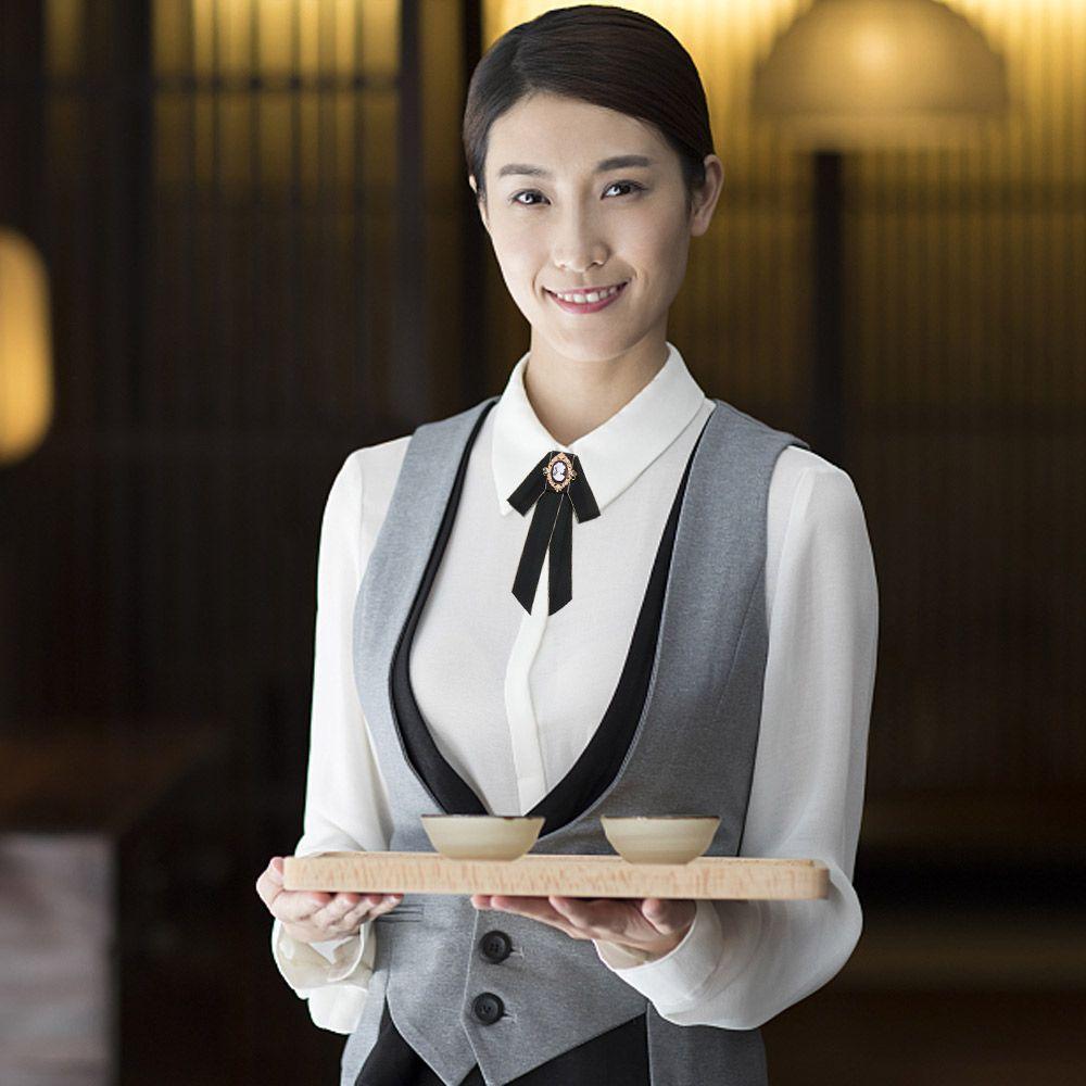 Shirt Multicolor Woman Bow Tie Brooch Bow Dress