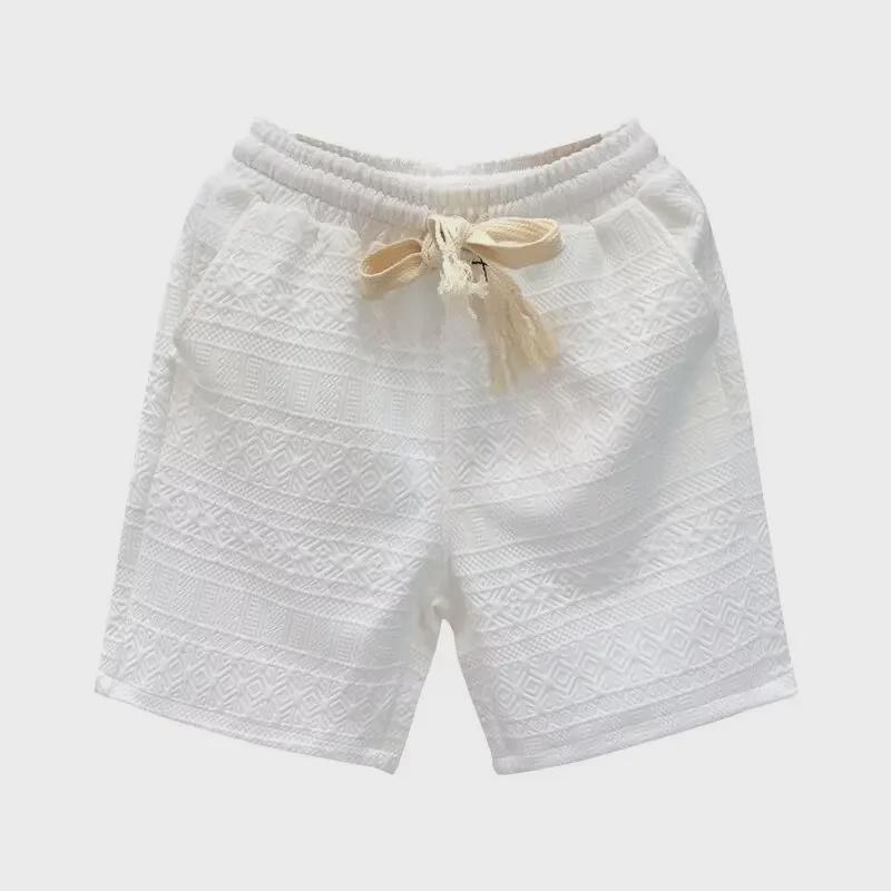 Men's Trendy White Pattern Casual Beach and Sports Shorts