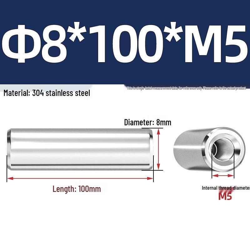 Pin Cilindric din Oțel Inoxidabil 304 cu Filet Interior M4/M6/M8 și Orificiu - Coloană de Suport și Ghidare