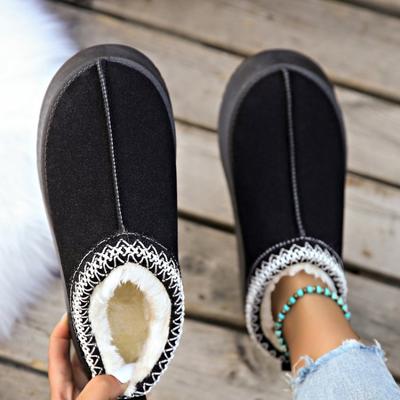 Fashion 2025 NEW Women's Thick Bottom Slippers Winter Warm Fleece Cotton Shoes Indoor Outdoor Wear Comfortable Flat Boot