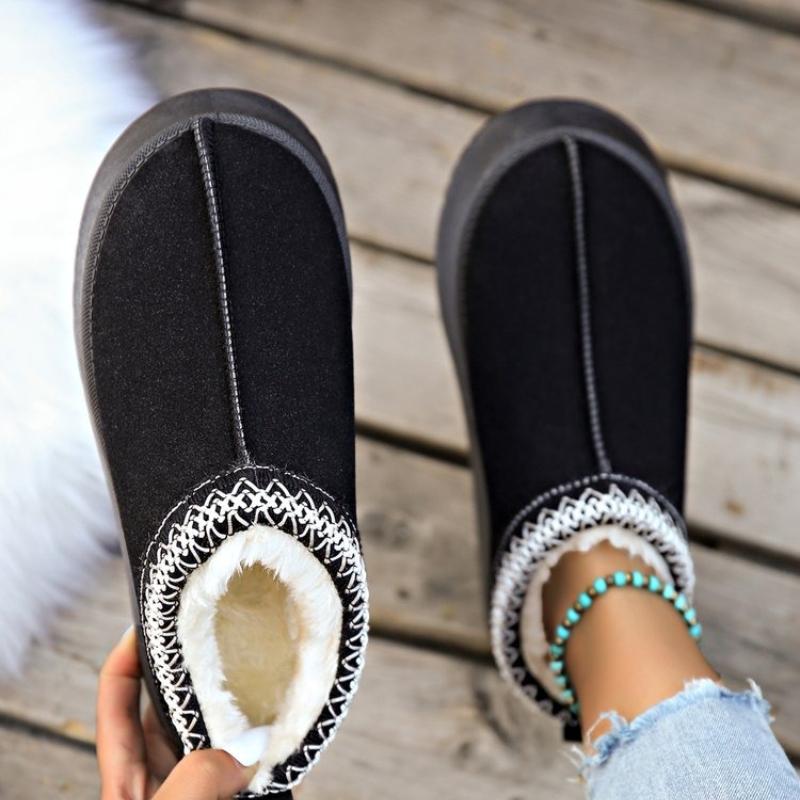 Fashion 2025 NEW Women's Thick Bottom Slippers Winter Warm Fleece Cotton Shoes Indoor Outdoor Wear Comfortable Flat boot