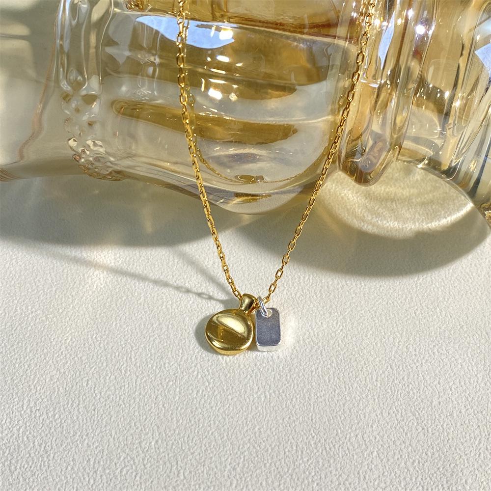 Minimalist Gold & Silver Geometric Necklace - High-End Retro Choker for Women