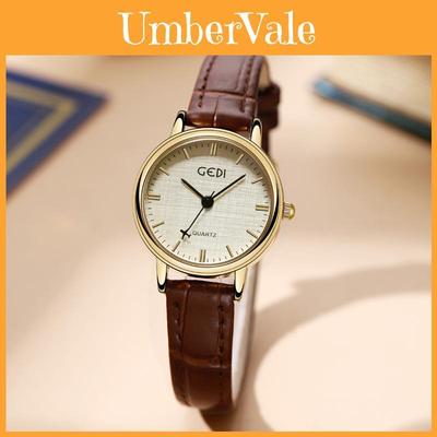 Gedi Womens Quartz Watch With Leather Band Waterproof Fashion Timepiece For Elegant Wear