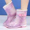 Wasserdichte Damen-Regenschneestiefel zum Hineinschlüpfen, flache Gummi-Gartenschuhe, rutschfest