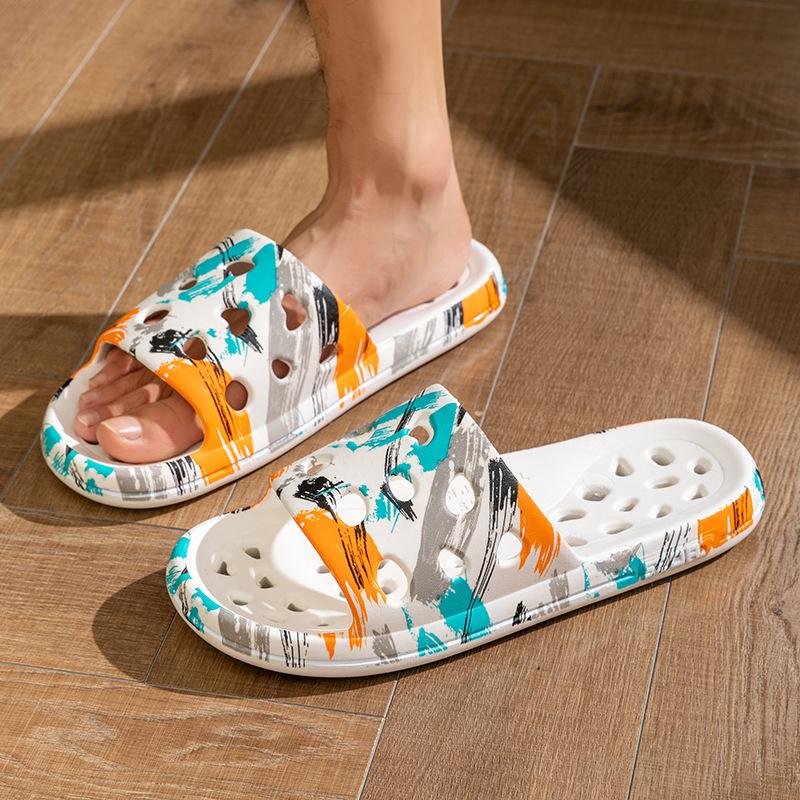 Badezimmer Badeschuhe Damen Indoor Zuhause Zuhause Wasserdurchlässig Rutschfest Hohl Hotel Badezimmer Paar Duschslipper Herren