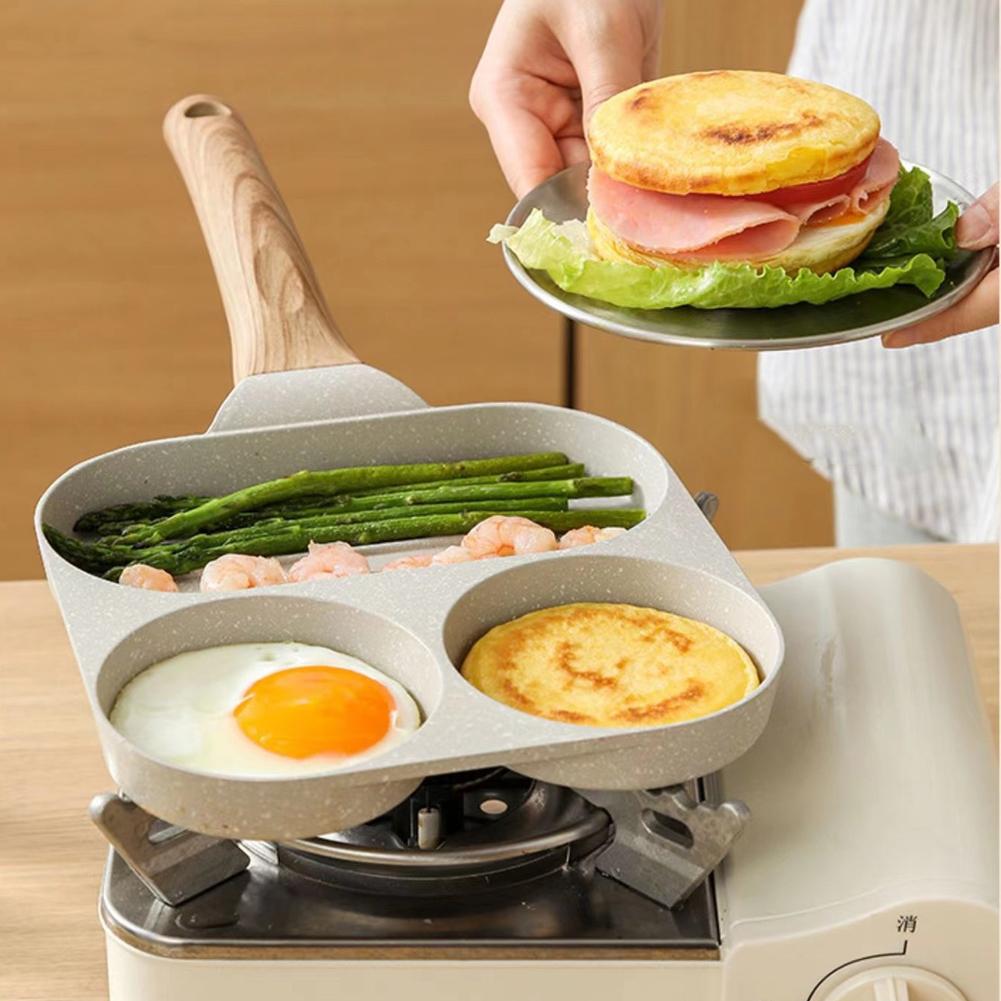 Medical Stone Frying Pan Nonstick Pancake Pan Divided Granite Omelette Skillet for Gas Stove and Induction Cookware