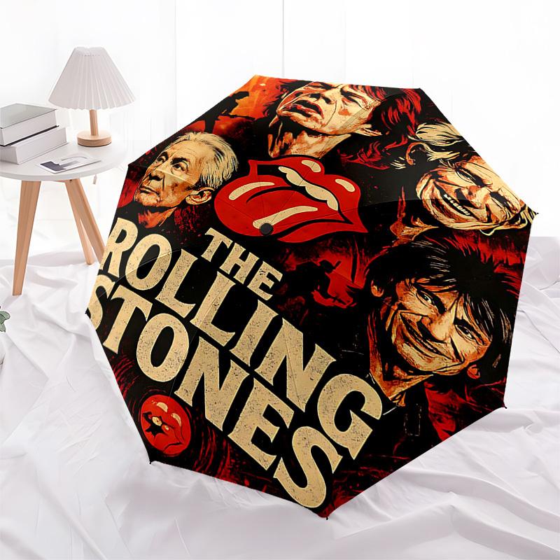 1pc The Rolling Stones Automatic Open, Windproof, Compact Travel Umbrella, Gift for Birthday, Christmas, Business 93064