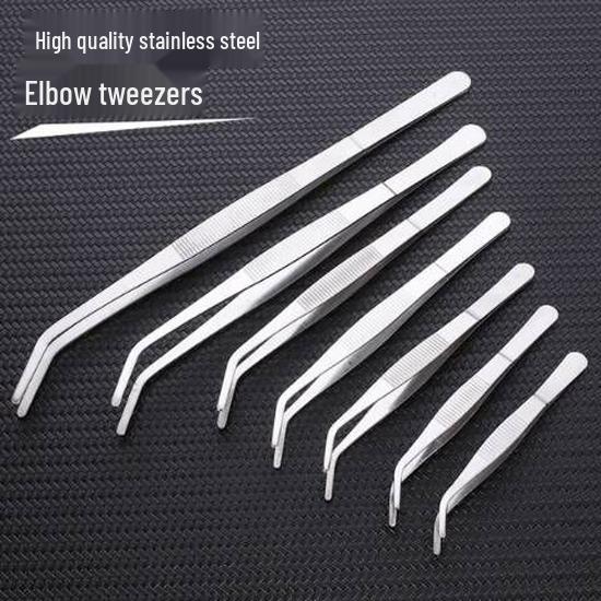304 Stainless Steel Multifunctional Tweezers: Thickened Straight & Round Head, Bent Tip, Ideal for Aquatic Plants and Succulents.
