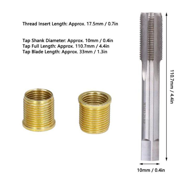 Spark Plug Thread Tap Thread Inserts Spark Plug Thread Repair Tools Gasoline Engine Metal M14x1.25 Inserts and M16x1.25 Tap Kit