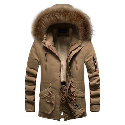 Manteau d'hiver à capuche en velours épais coupe-vent pour homme chaud parka mi-longue pour homme manteau parka camouflage pour homme