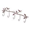 Wall Mount Hook Iron Material Durable Hook with Leaf Bird Decor for Clothes Hats Keys Coats Towels