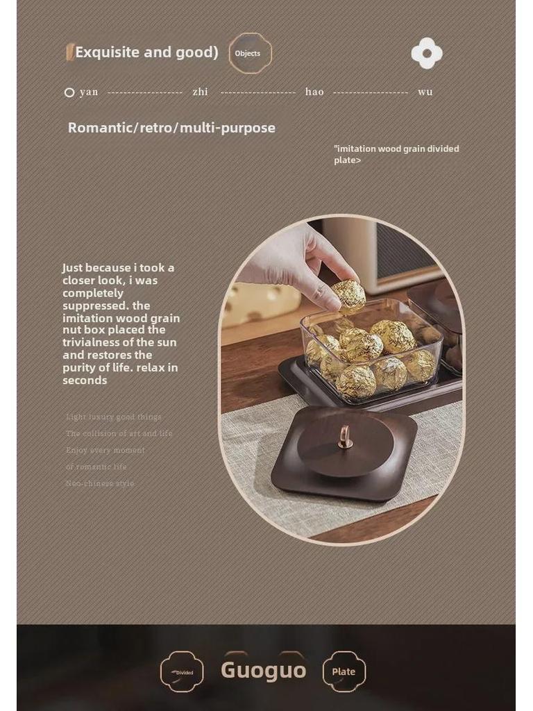 Bandeja para Lanches e Doces Estilo Retrô Imitação Madeira para Mesa de Centro de Sala de Estar