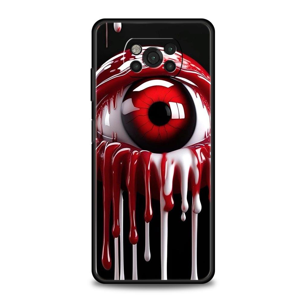 Spooky Scary Red Eye Phone Case Cover for Xiaomi Poco F7 Ultra F6 F5 F4 F3 X6 X5 X4 X3 NFC C51 C55 M4 GT 5G Soft TPU Shell Bags