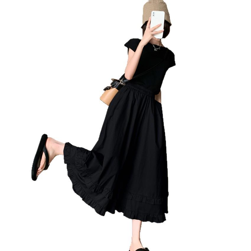2026 Plus Size Spring/Summer Wide-Leg Ruffle Skirt Pants – Japanese Style, Solid Color, Slimming, Breathable, Versatile.