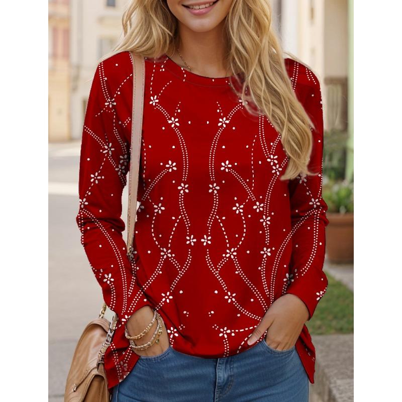 Women's T Shirt Tee Tops Floral 3D Print Fashion Long Sleeve Festival Holiday Funny O-Neck Regular Fit Spring & Fall Sweatshirt