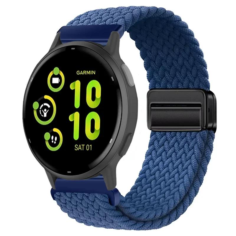 

20/22mm Nylon Strap for Garmin Forerunner 55 165 970 570 965 955/Venu 4 45mm Magnetic Band Garmin Vivoactive 5 6/Vivomove Trend Width 20mm синий