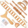 7-in-1 Wooden Therapy Massage Tool Lymphatic Detox Massager Relieves Muscle Pain | Body Sculpting Tool Set Anti-Fat Granules, Shaping