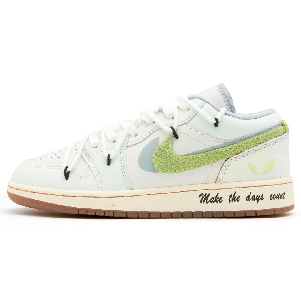 Jordan Air Jordan 1 Low SE Slip Resistant Abrasion Resistant Low top Vintage Basketball Shoes GS White Green FZ5046-041(Team44-)