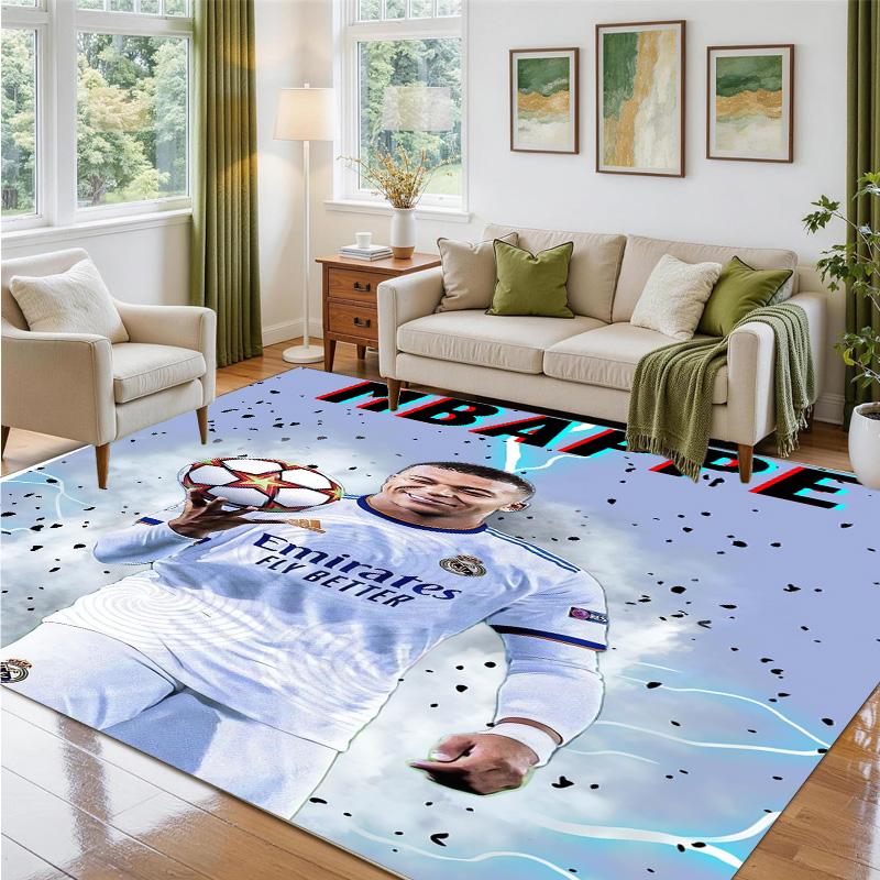 Kylian Mbappe Design Crystal Velvet Rug Soft Decorative Mat for Bedroom Entrance