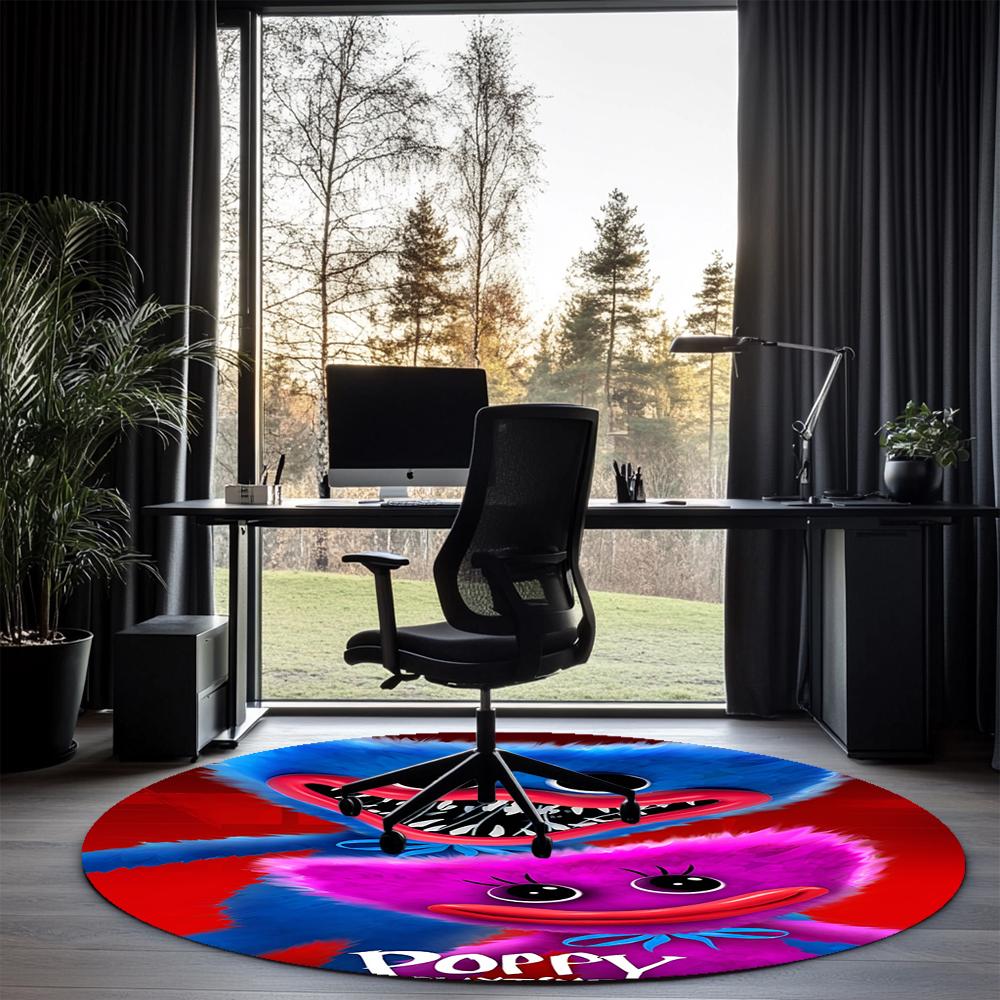 Huggy Wuggy Printed Round Rug Carpet Chair Rug Area Rug Entryway Doormats,for Office Chair Living Room Bedroom Kitchen Room.