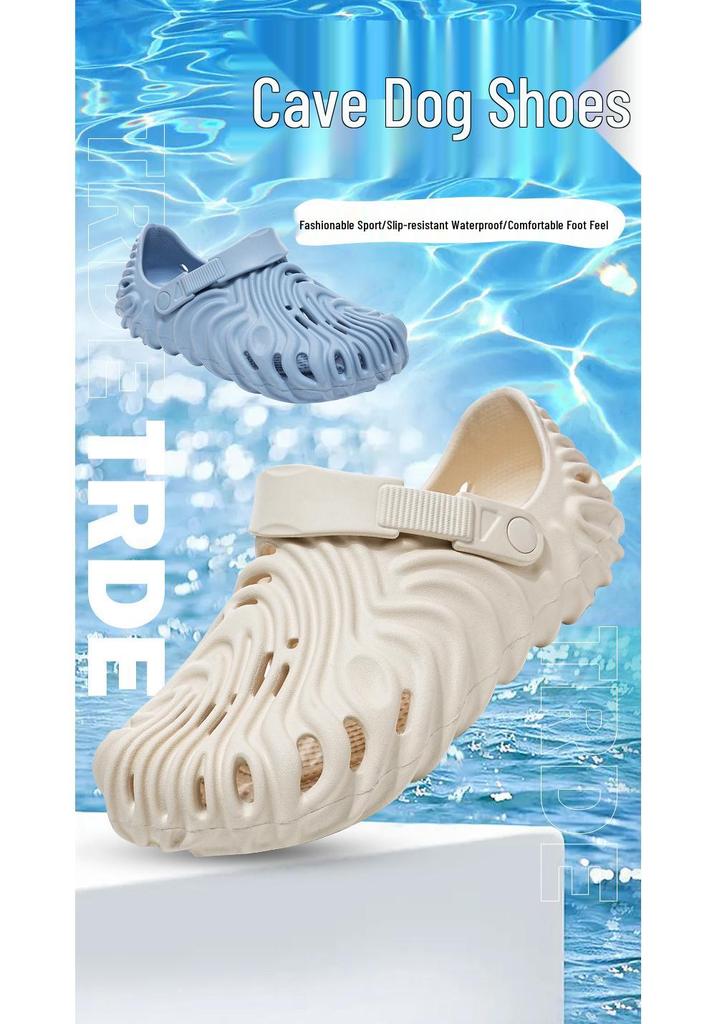 Men's 2025 Summer EVA Thick Sole Open Toe Sandals - Soft Sole Beach and Outdoor Sports Slippers with Fingerprint Hole Design