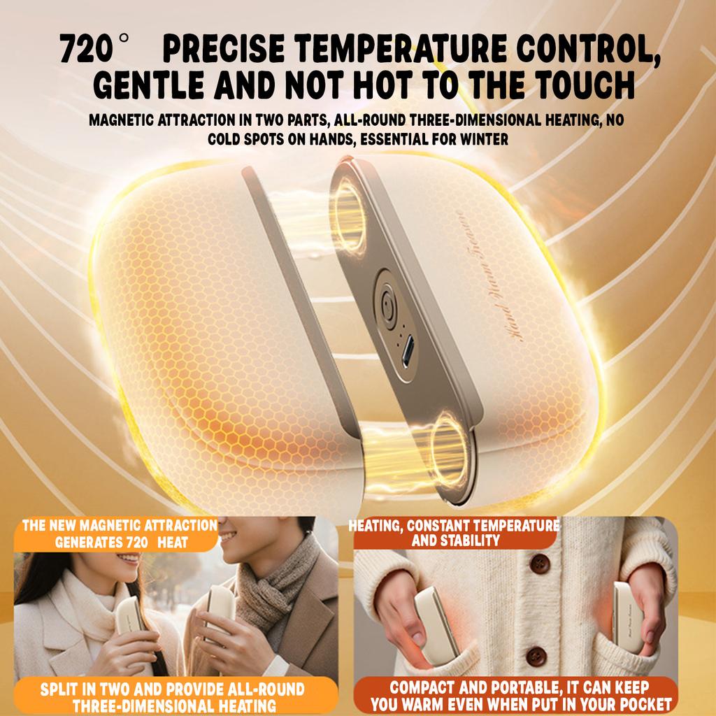 Handwärmer Tragbarer Taschenhandwärmer, Magnetischer Elektrischer Handwärmer Kreativer Geteilter Handwärmer Outdoor-Wärmer Tragbar Zwei in Eins.