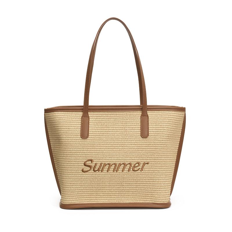 

Handwoven bag women s new fashion tote bag large capacity shoulder large bag straw bag коричневый