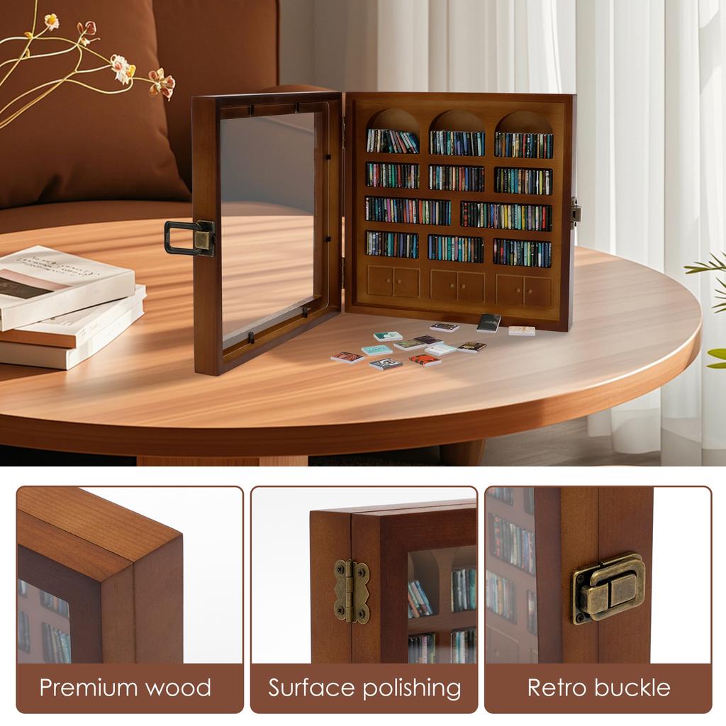Hölzernes lustiges Mini-Bücherregal Mini-Bibliothek Schreibtischdekoration mit 200 Mini-Büchern geeignet für Schlafzimmer- und Bürodekoration