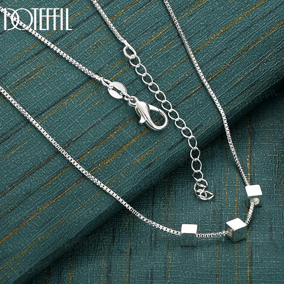 

Серебряная цепочка в клетку 925 пробы, квадратное ожерелье, свадебные украшения 45cm