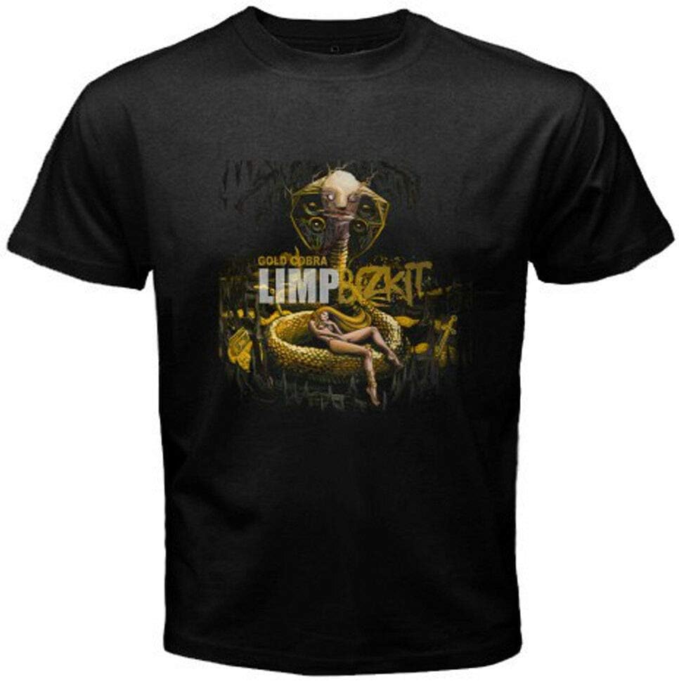 New LIMP Bizkit *Gold Cobra Logo Men s Black T-Shirt Size S to 3XL 3XL чёрный