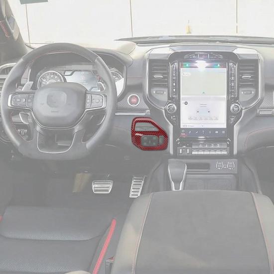 For Dodge Ram 1500 -2026 Red Carbon Fiber 4WD Switch Adjust Panel Cover Trim