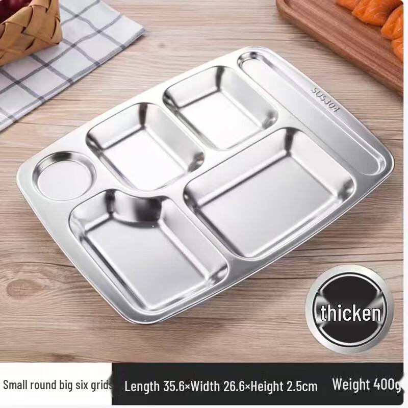 SIFAR 304 Stainless Steel 6-Compartment Meal Tray