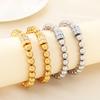 Stainless Steel Beaded Bracelet for Women Men Rhinestone Decor Stretch Fashion Jewelry Party Daily Accessory Gift