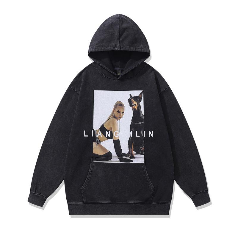 European And American High Street Digital Direct Print Hooded Sweatshirt Washed Vintage Heavy Loose Hoodie Men