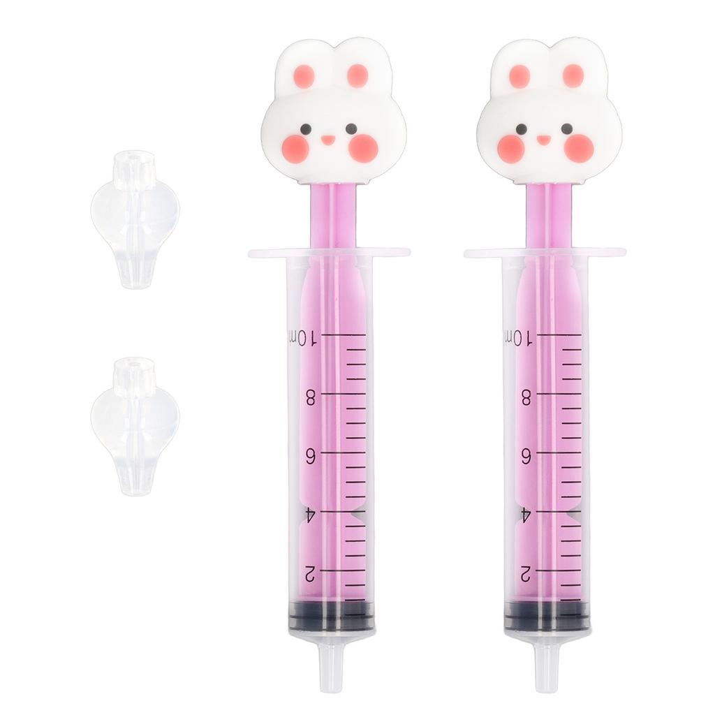 2pcs Baby Nasal Irrigator Cartoon Shaped Syringe Type Silicone Infant Nose Cleaner Rinsing Device