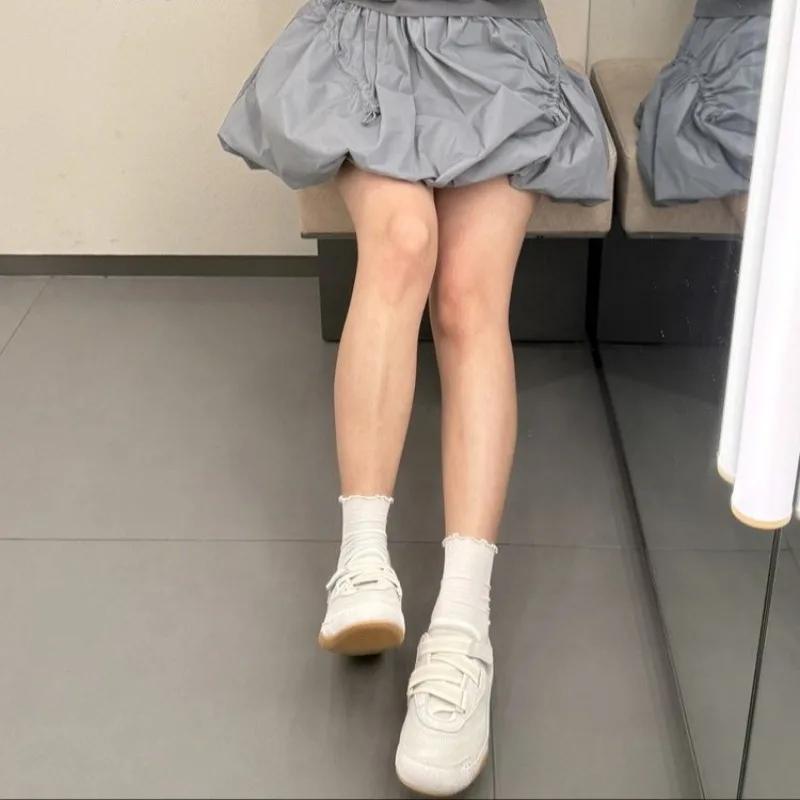 Fashion Retro Leather Version 2025 Ballet Style Sport Shoes French Magic Tape Casual Shoes for Women Rubber Upper Net Shoes