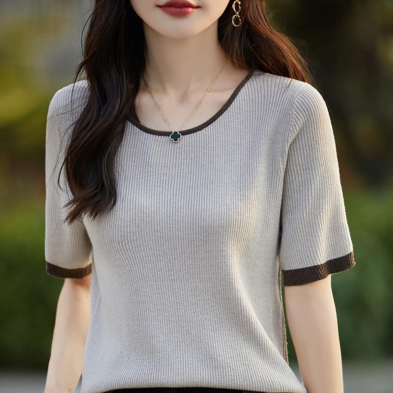 

Женский шерстяной свитер с короткими рукавами Qinghe кашемир 50% шелк 50% шерсть жилет без рукавов для весны и лета из шерсти мягкий и удобный XL коричневый