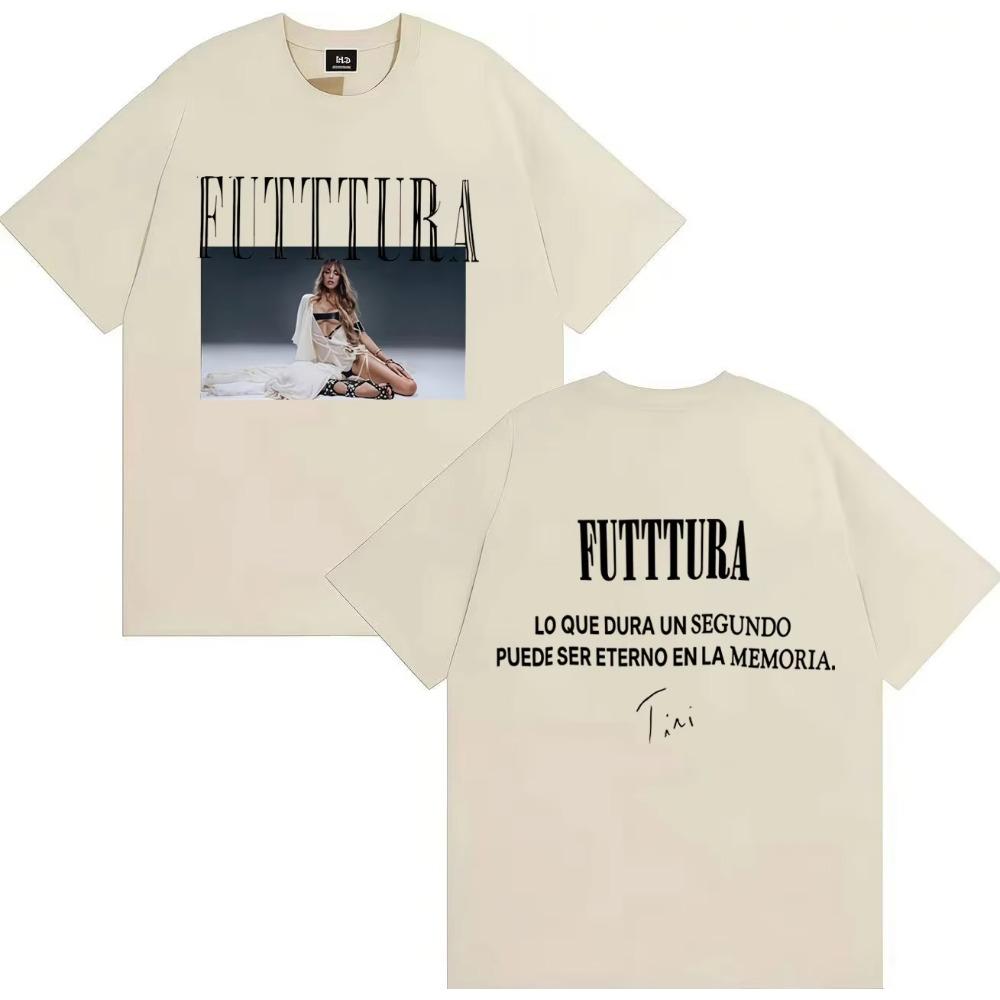 Hot Singer TINI Futttura 2025 Tour Merch Double Sided Print Aesthetic Y2K Short Sleeve Tshirt Mens Hip Hop Casual Hot Sale Tees