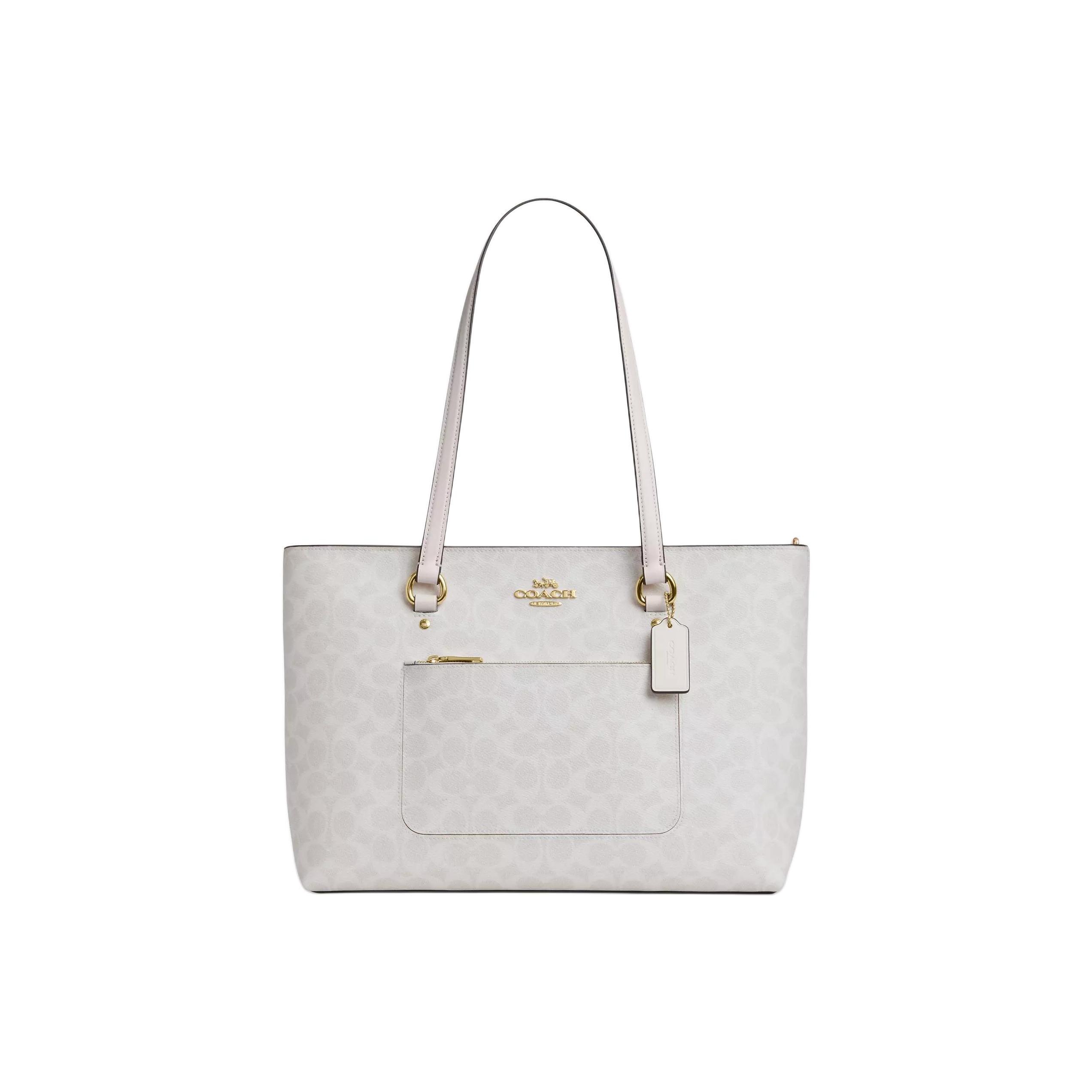

Coach Station 35 Gold Metal Logo Coated Fabric And Smooth Leather Tote Bag Women tote bags Chalk CCD69-IMXU5 Basic Set (Bag+Dust Bag)