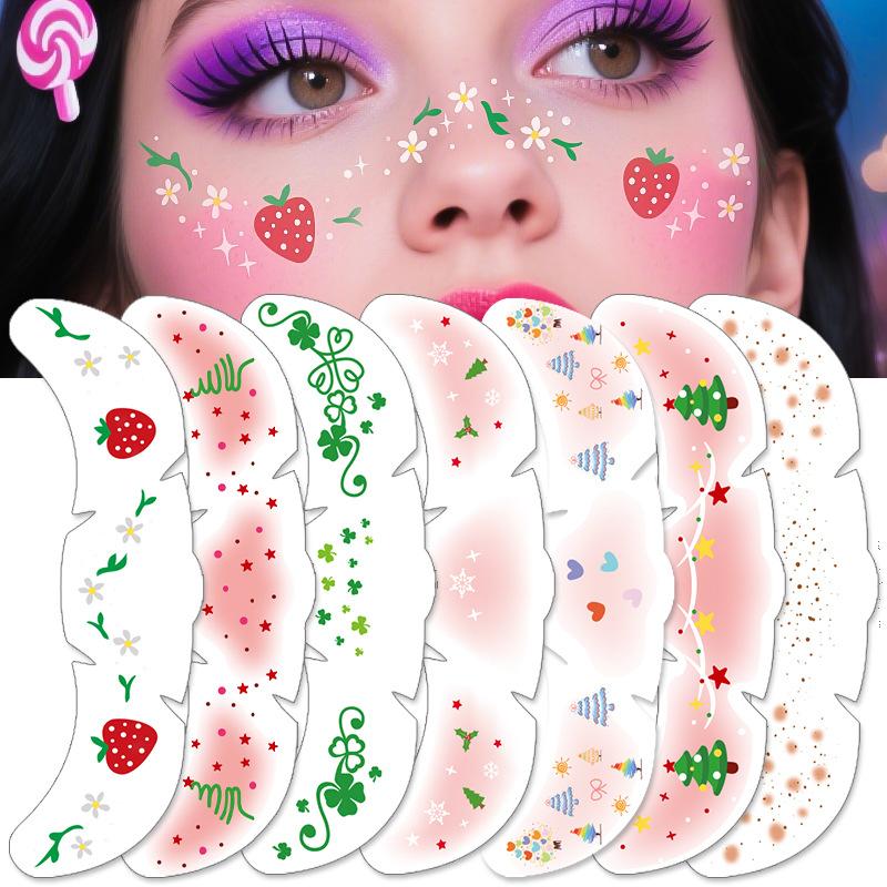 Christmas Face Stickers, Temporary Face Stickers, Freckle Tattoo Stickers, Waterproof, Makeup Stickers, Christmas  Tattoos,Party Decorations