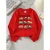 Construction Vehicles Kids Art Print Girls' Fashionable Crewneck Sweatshirt, Autumn and Winter Western Style Top, Children's Long Sleeved T-shirt