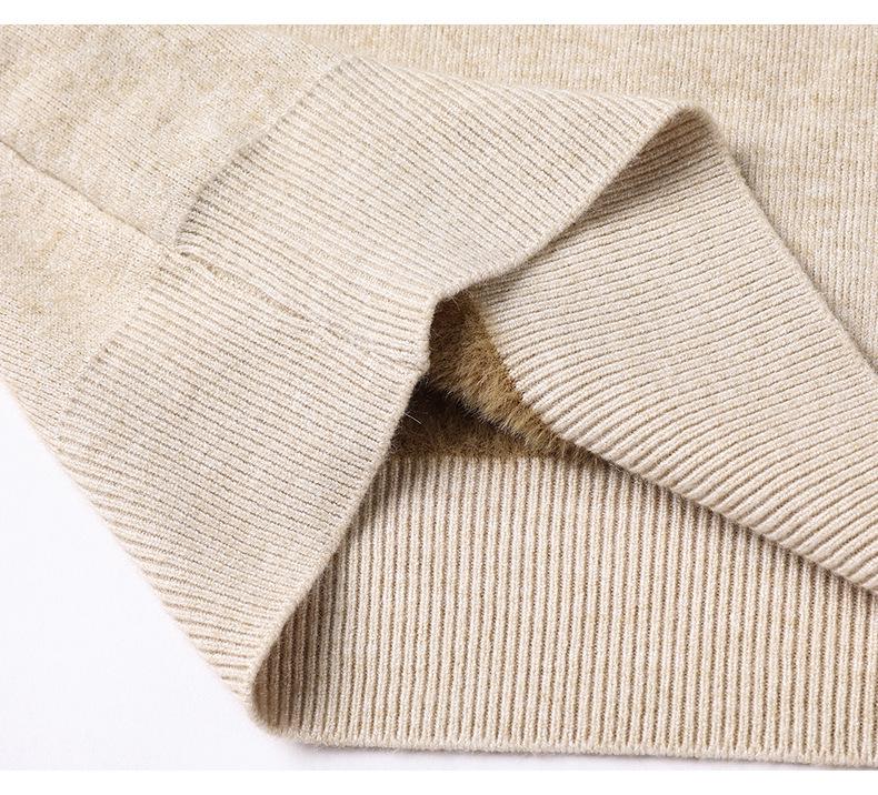 Men's Fleece-Lined Sweater with Half-High Neck, Soft & Close-Fitting, Thick Imitation Mink Knitwear for Middle-Aged & Young Men