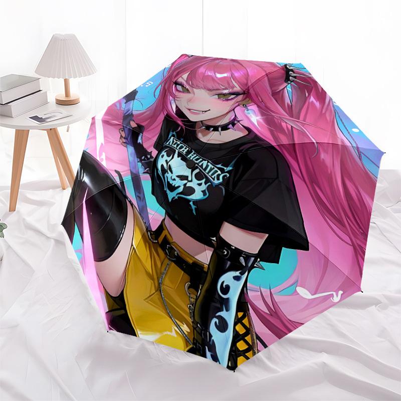 1PC KPop Demon Hunters Automatic Folding Umbrella, Automatic Folding Umbrella with 8 Ribs, Convenient for Outdoor Use  024